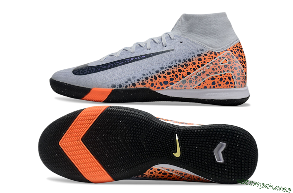 Nike Air Zoom Mercurial Superfly 10 Elite IC High-Tops Football Shoes - Grey/Black/Leopard 0