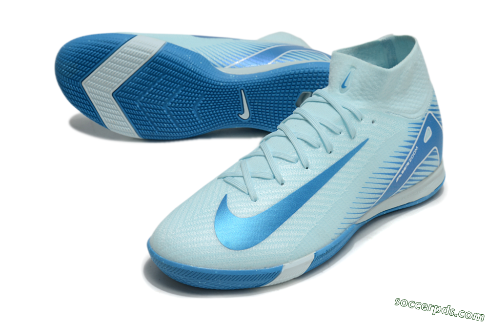 Nike Air Zoom Mercurial Superfly 10 Elite IC High-Tops Football Shoes - Jade/Blue/White 3