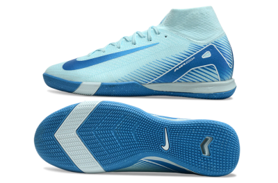 Nike Air Zoom Mercurial Superfly 10 Elite IC High-Tops Football Shoes - Jade/Blue/White