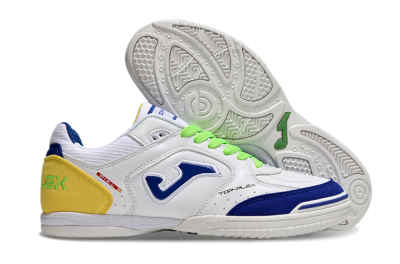 Joma Top Flex IC Low-Tops Football Shoes - White/Blue/Yellow