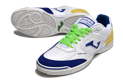 Joma Top Flex IC Low-Tops Football Shoes - White/Blue/Yellow