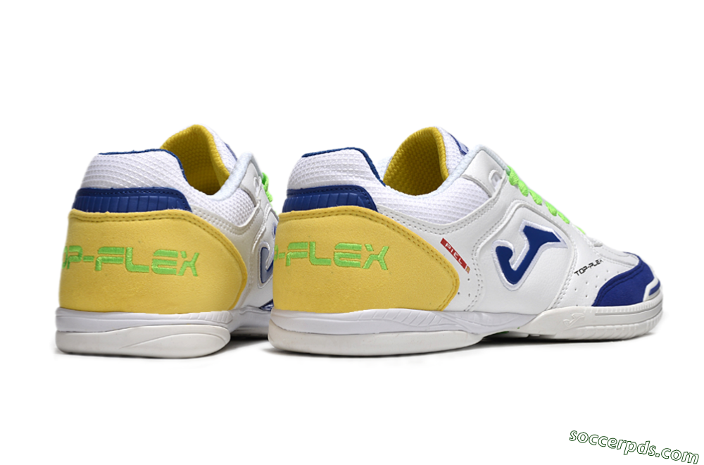 Joma Top Flex IC Low-Tops Football Shoes - White/Blue/Yellow 6