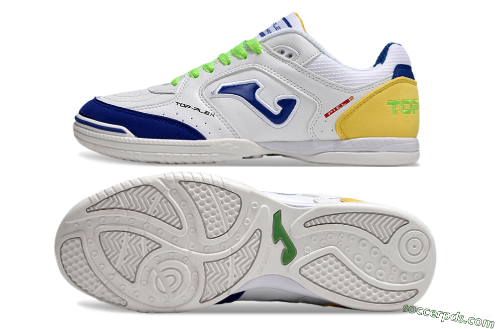 Joma Top Flex IC Low-Tops Football Shoes - White/Blue/Yellow 0