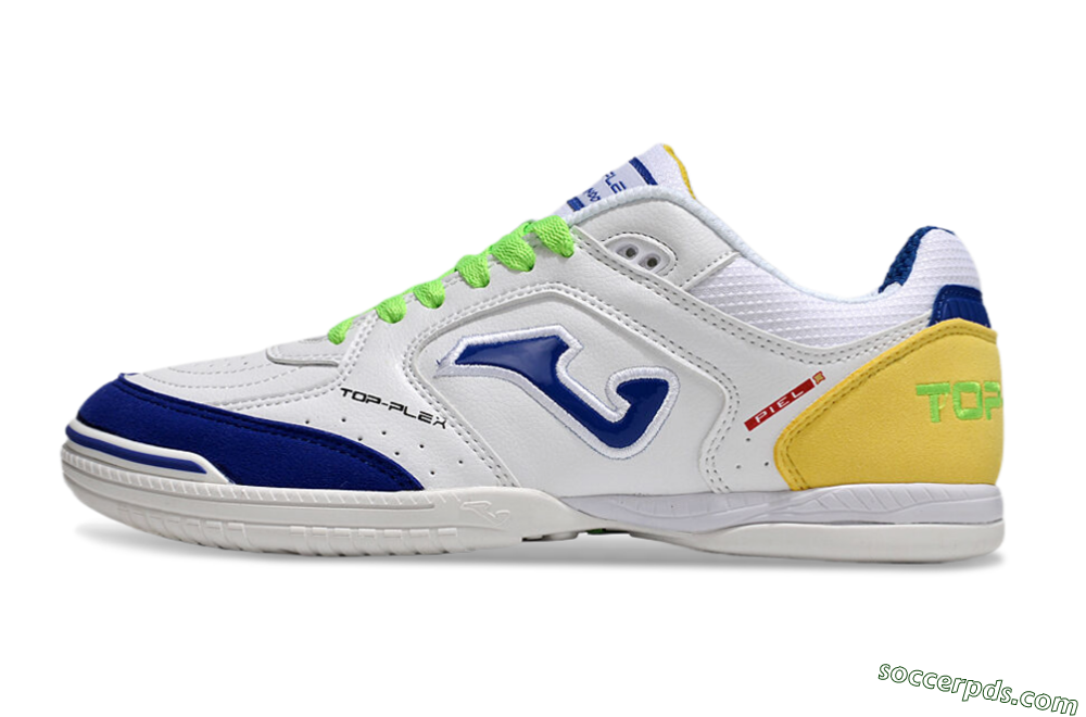 Joma Top Flex IC Low-Tops Football Shoes - White/Blue/Yellow 2