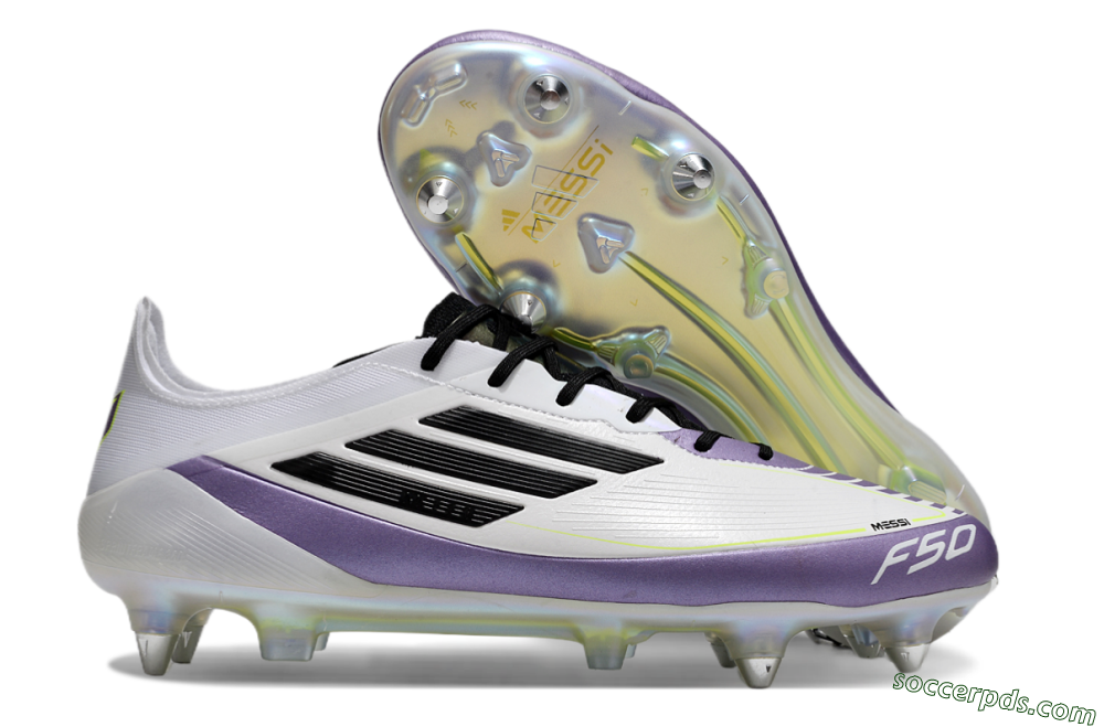 Adidas F50 Elite Messi SG Low-Tops Football Boots - White/Black/Purple 1