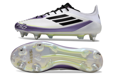 Adidas F50 Elite Messi SG Low-Tops Football Boots - White/Black/Purple