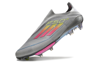 Adidas F50+ Lightstrike Elite Laceless FG Low-Tops Football Boots - Grey/Pink/Yellow