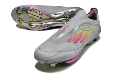 Adidas F50+ Lightstrike Elite Laceless FG Low-Tops Football Boots - Grey/Pink/Yellow