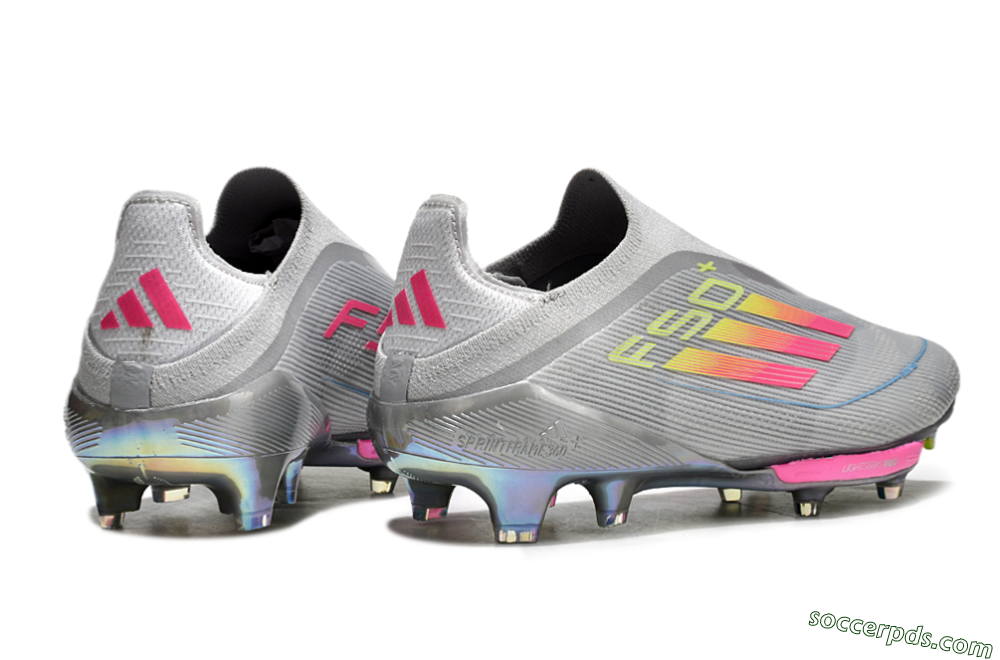 Adidas F50+ Lightstrike Elite Laceless FG Low-Tops Football Boots - Grey/Pink/Yellow 6