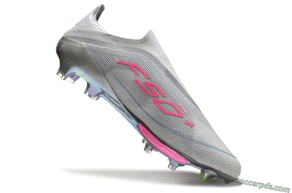 Adidas F50+ Lightstrike Elite Laceless FG Low-Tops Football Boots - Grey/Pink/Yellow 4