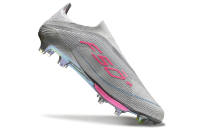 Adidas F50+ Lightstrike Elite Laceless FG Low-Tops Football Boots - Grey/Pink/Yellow