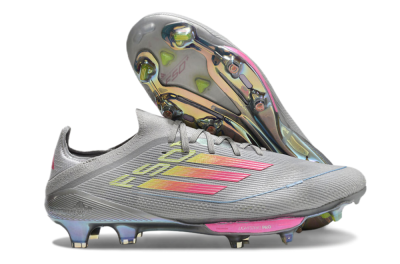 Adidas F50+ Lightstrike Elite FG Low-Tops Football Boots - Grey/Pink/Yellow