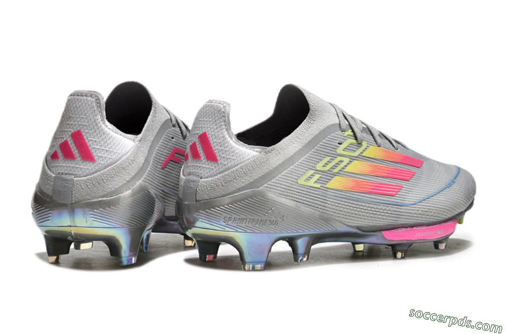 Adidas F50+ Lightstrike Elite FG Low-Tops Football Boots - Grey/Pink/Yellow 6