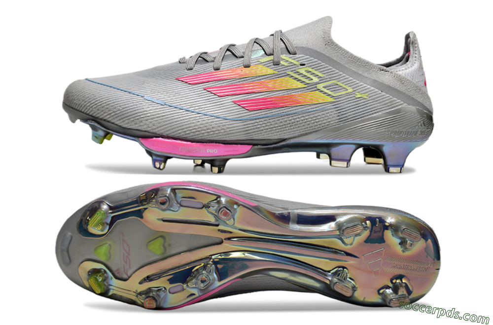 Adidas F50+ Lightstrike Elite FG Low-Tops Football Boots - Grey/Pink/Yellow 0