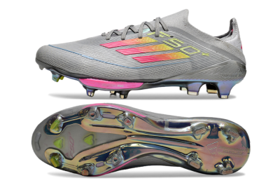 Adidas F50+ Lightstrike Elite FG Low-Tops Football Boots - Grey/Pink/Yellow