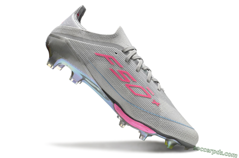 Adidas F50+ Lightstrike Elite FG Low-Tops Football Boots - Grey/Pink/Yellow 4