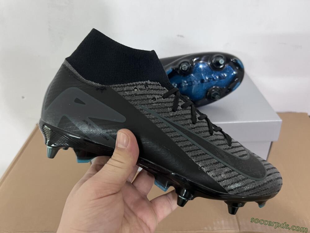 Nike Air Zoom Mercurial Superfly 10 Elite SG High-Tops Football Boots - Black/Silver/Blue