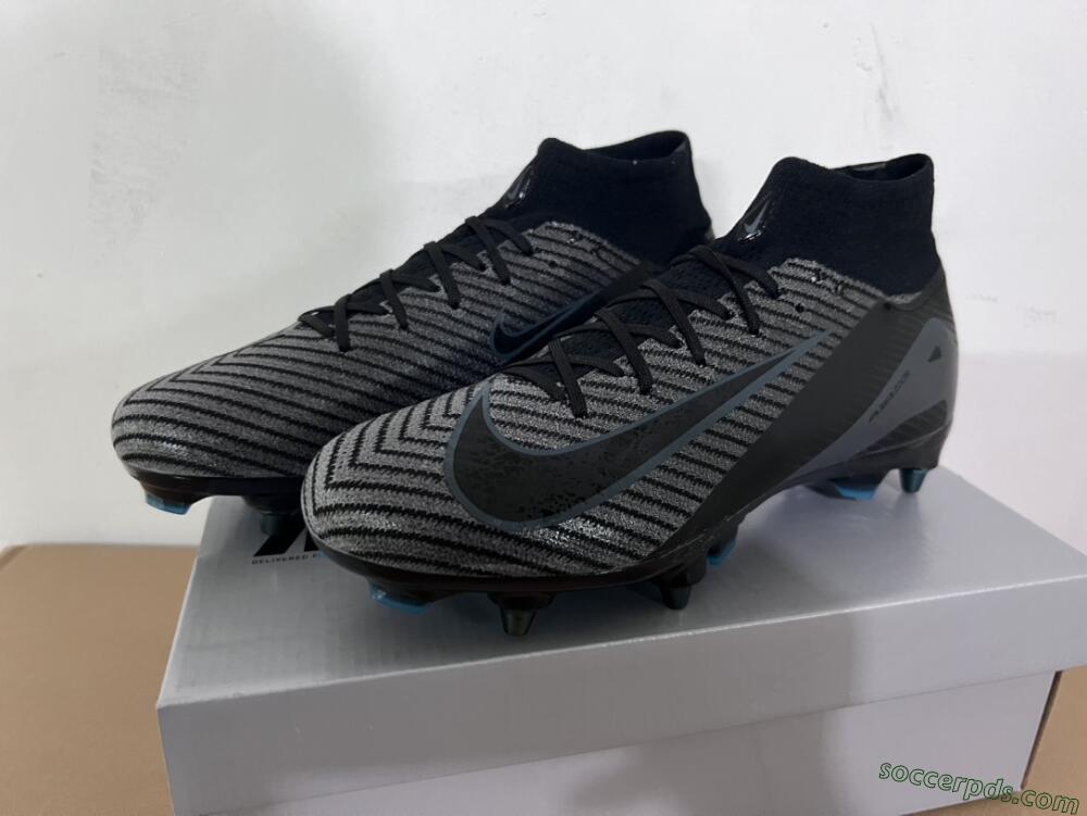 Nike Air Zoom Mercurial Superfly 10 Elite SG High-Tops Football Boots - Black/Silver/Blue