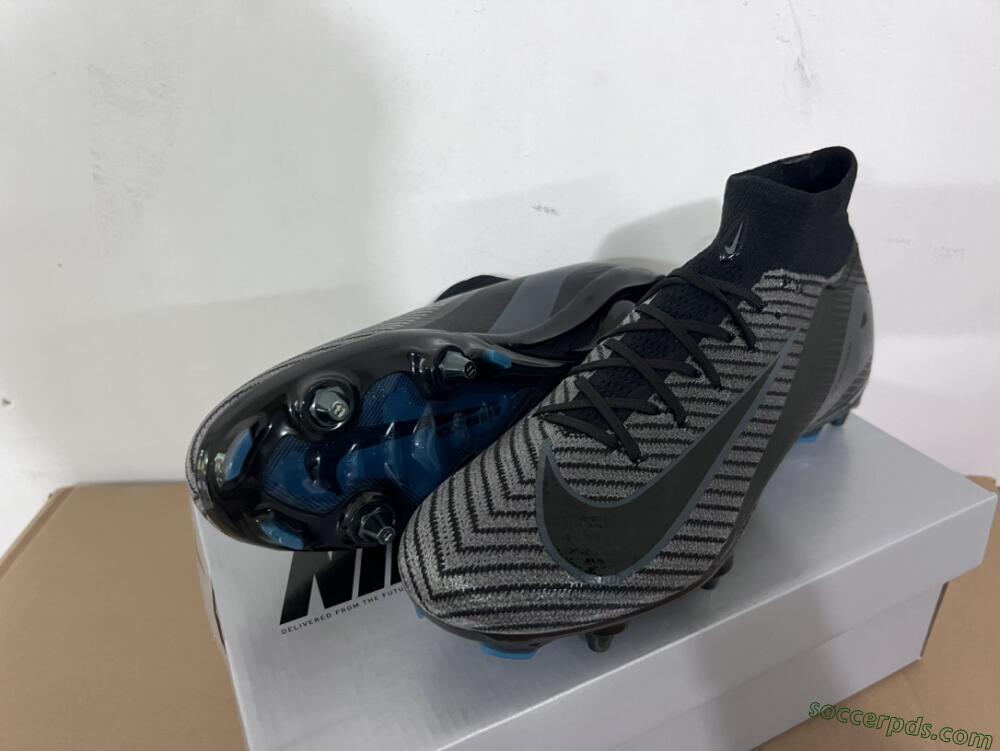 Nike Air Zoom Mercurial Superfly 10 Elite SG High-Tops Football Boots - Black/Silver/Blue