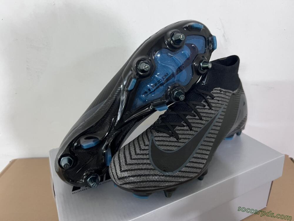 Nike Air Zoom Mercurial Superfly 10 Elite SG High-Tops Football Boots - Black/Silver/Blue