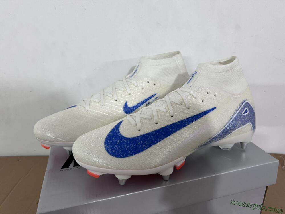 Nike Air Zoom Mercurial Superfly 10 Elite SG High-Tops Football Boots - Beige/White/Blue