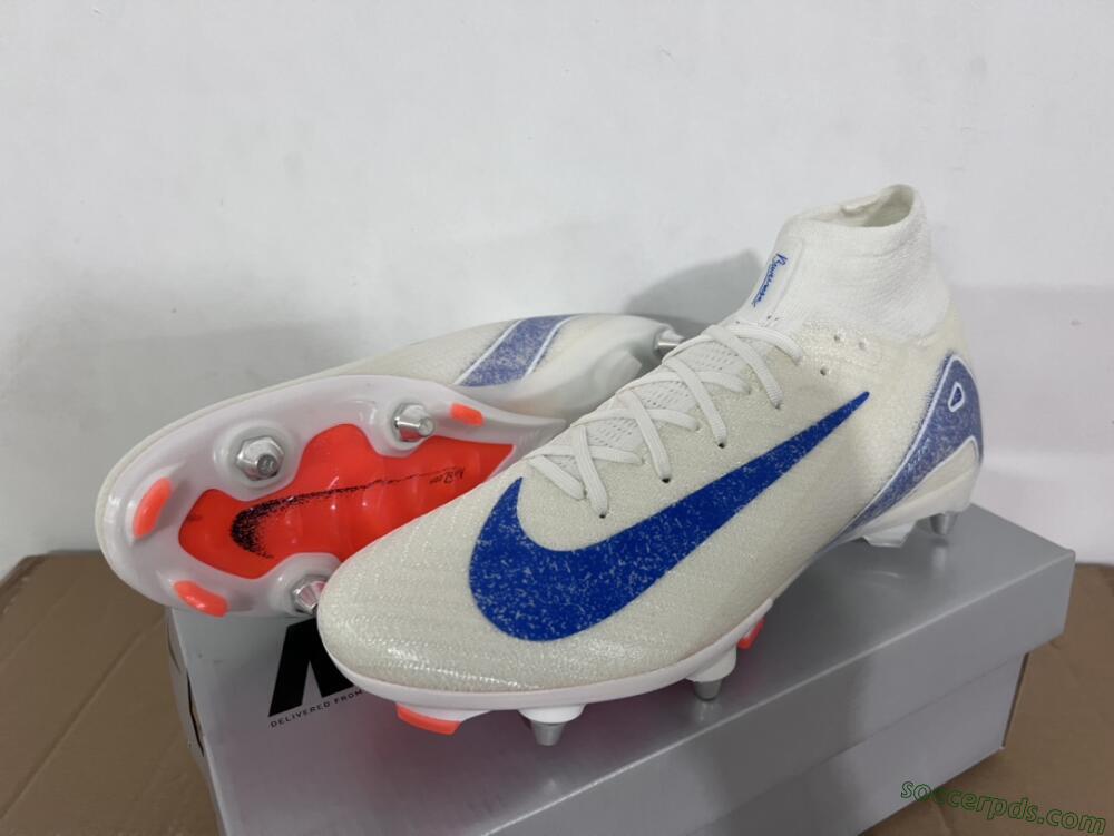 Nike Air Zoom Mercurial Superfly 10 Elite SG High-Tops Football Boots - Beige/White/Blue
