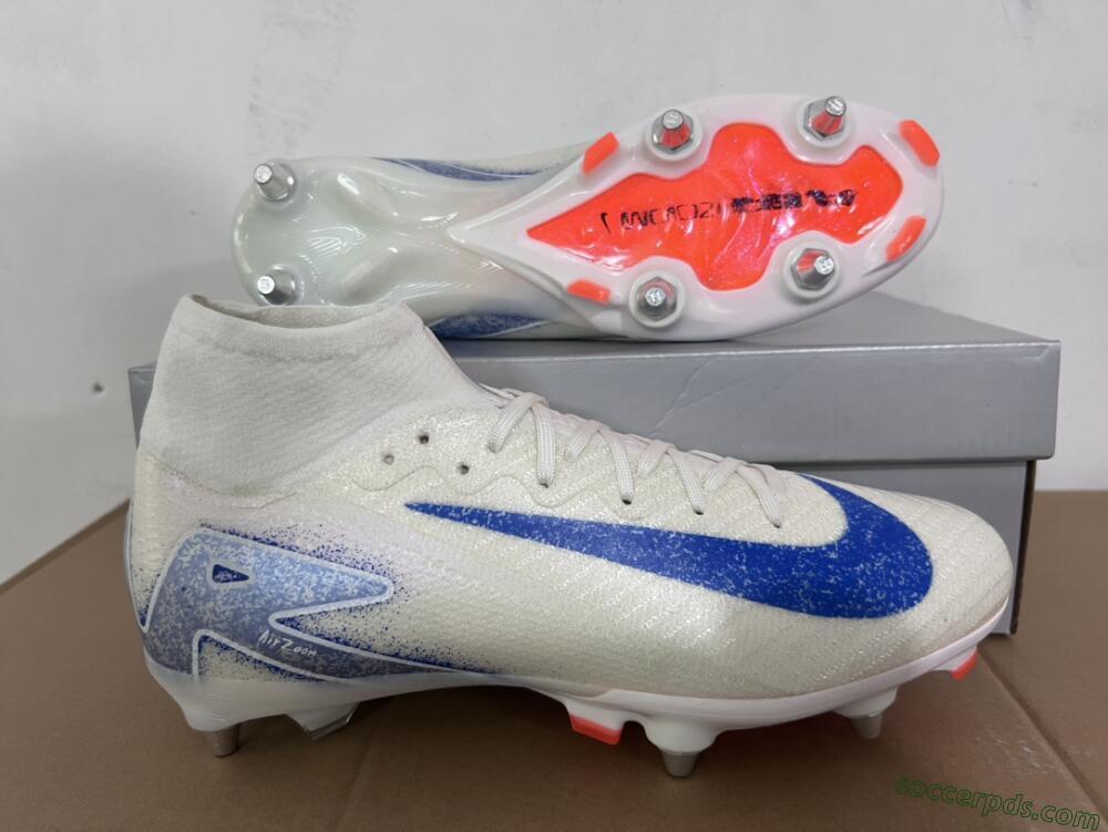 Nike Air Zoom Mercurial Superfly 10 Elite SG High-Tops Football Boots - Beige/White/Blue