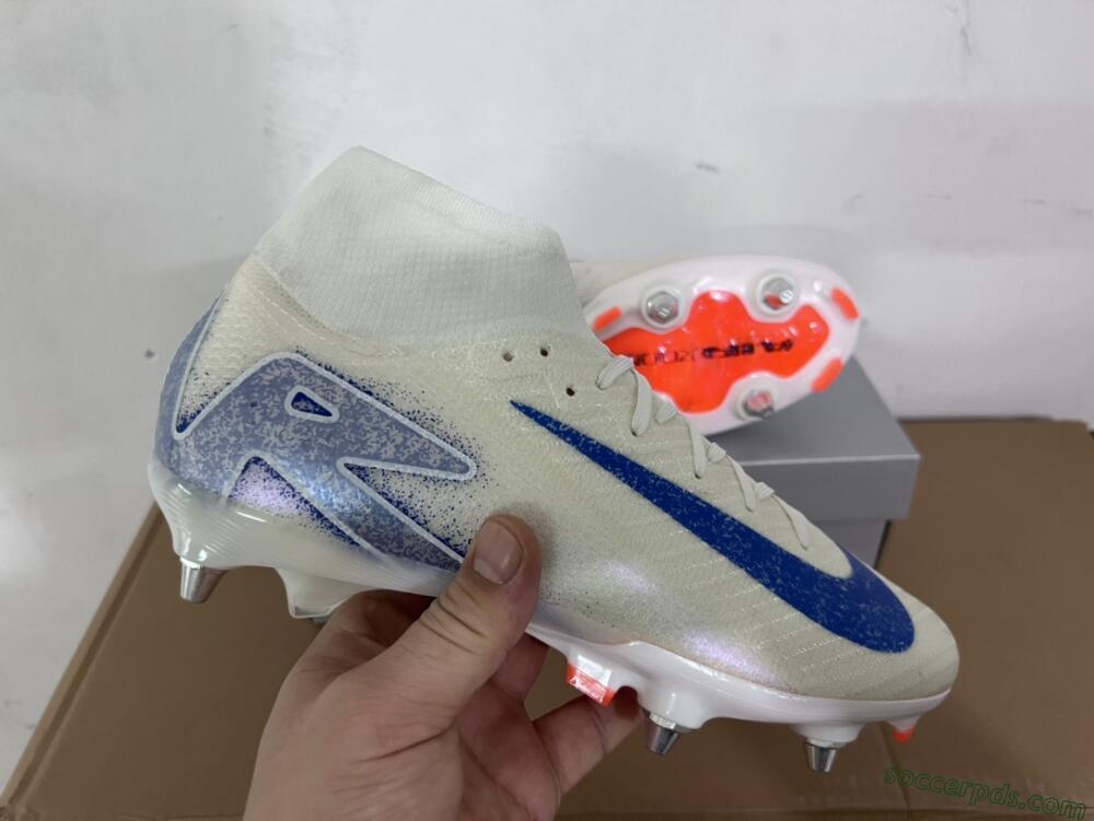 Nike Air Zoom Mercurial Superfly 10 Elite SG High-Tops Football Boots - Beige/White/Blue