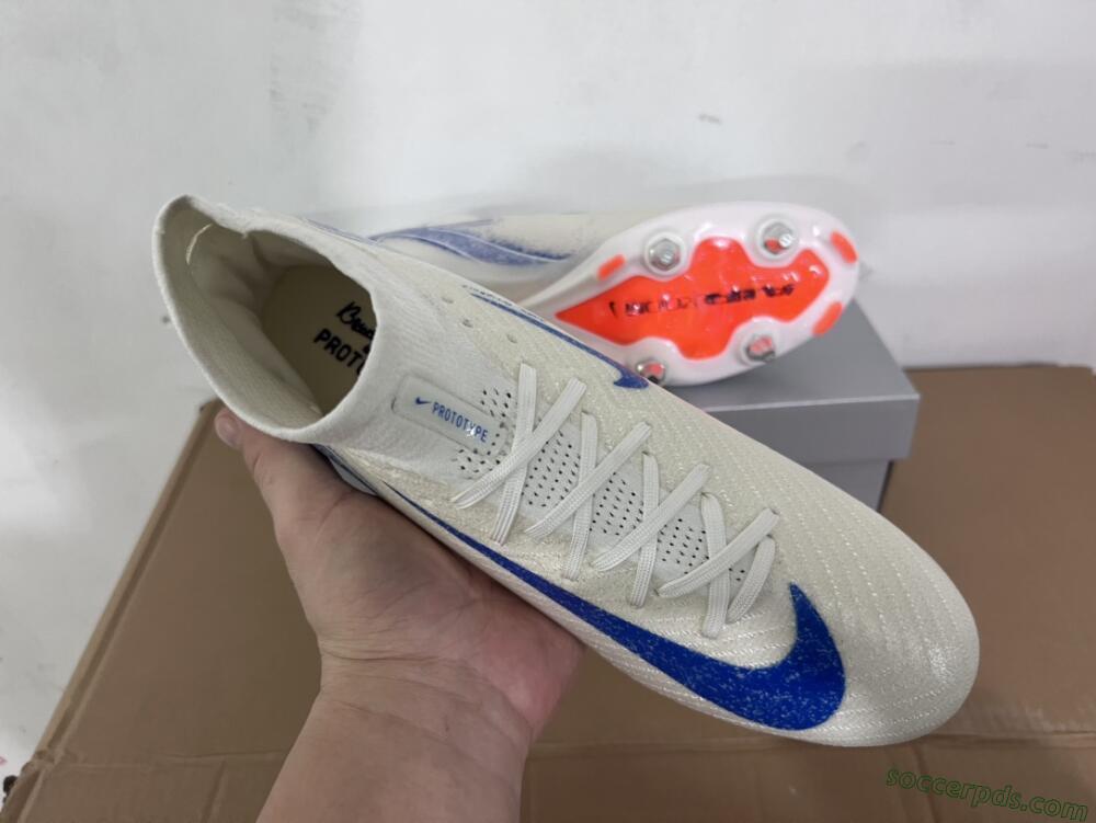 Nike Air Zoom Mercurial Superfly 10 Elite SG High-Tops Football Boots - Beige/White/Blue
