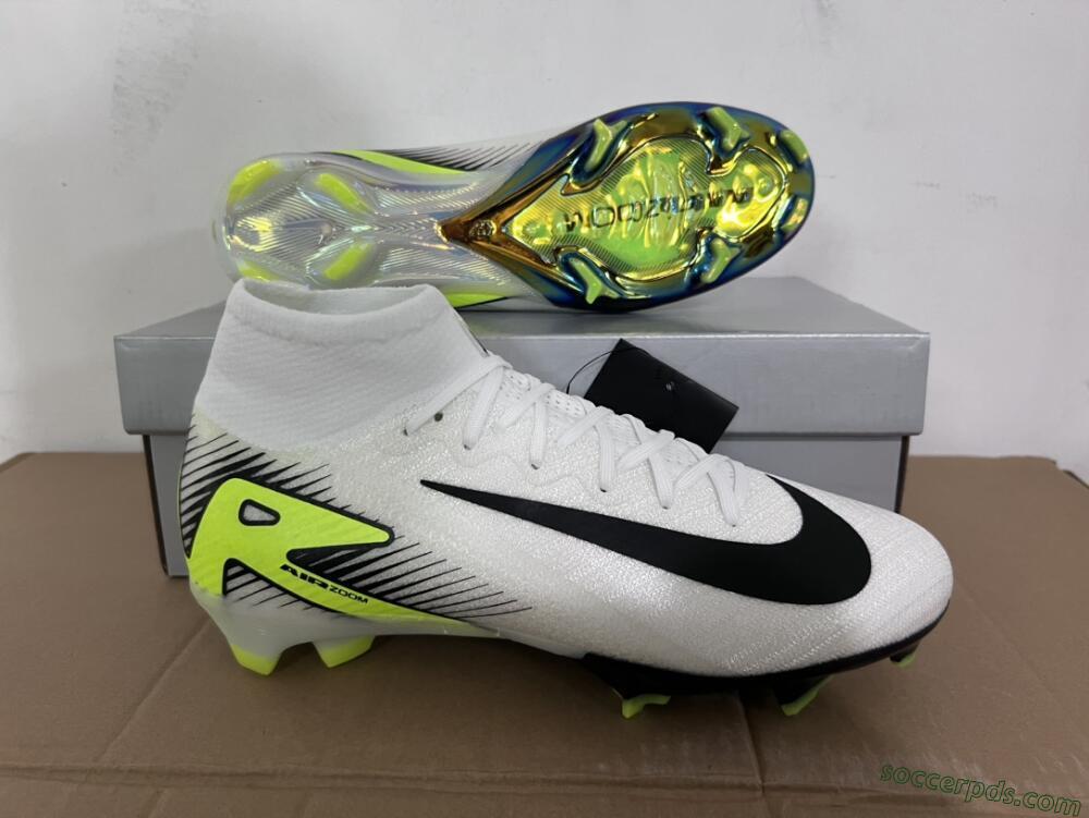 Nike Air Zoom Mercurial Superfly 10 Elite FG High-Tops Football Boots - White/Black/Yellow/Gold