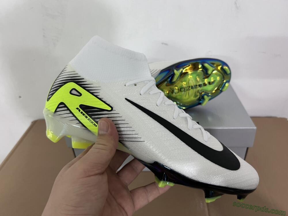 Nike Air Zoom Mercurial Superfly 10 Elite FG High-Tops Football Boots - White/Black/Yellow/Gold