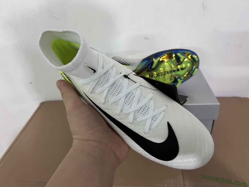 Nike Air Zoom Mercurial Superfly 10 Elite FG High-Tops Football Boots - White/Black/Yellow/Gold
