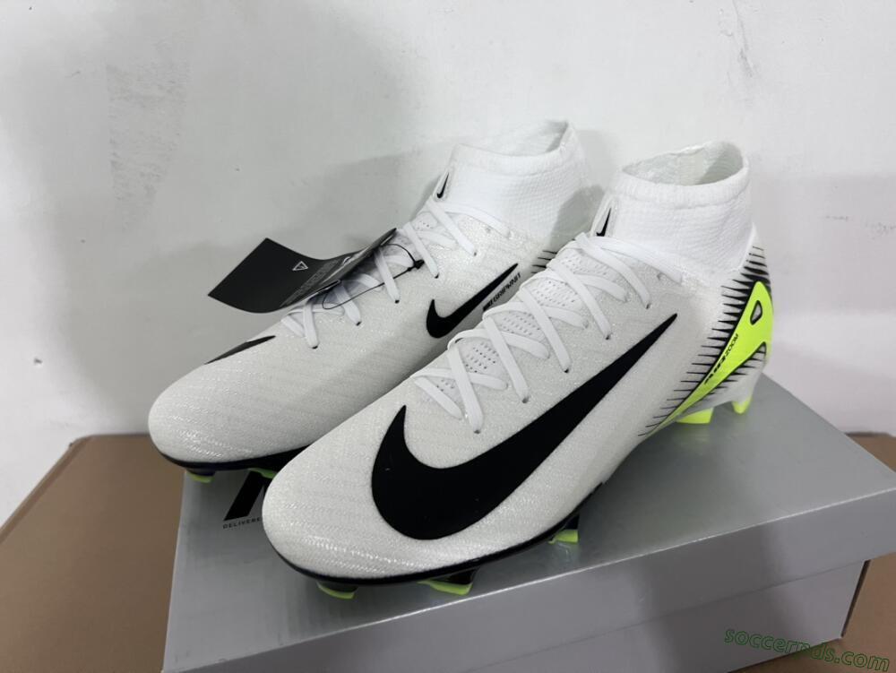 Nike Air Zoom Mercurial Superfly 10 Elite FG High-Tops Football Boots - White/Black/Yellow/Gold