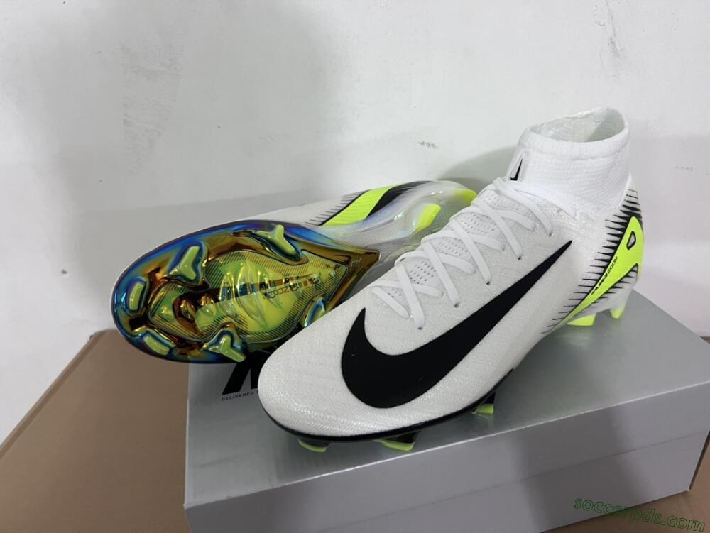 Nike Air Zoom Mercurial Superfly 10 Elite FG High-Tops Football Boots - White/Black/Yellow/Gold