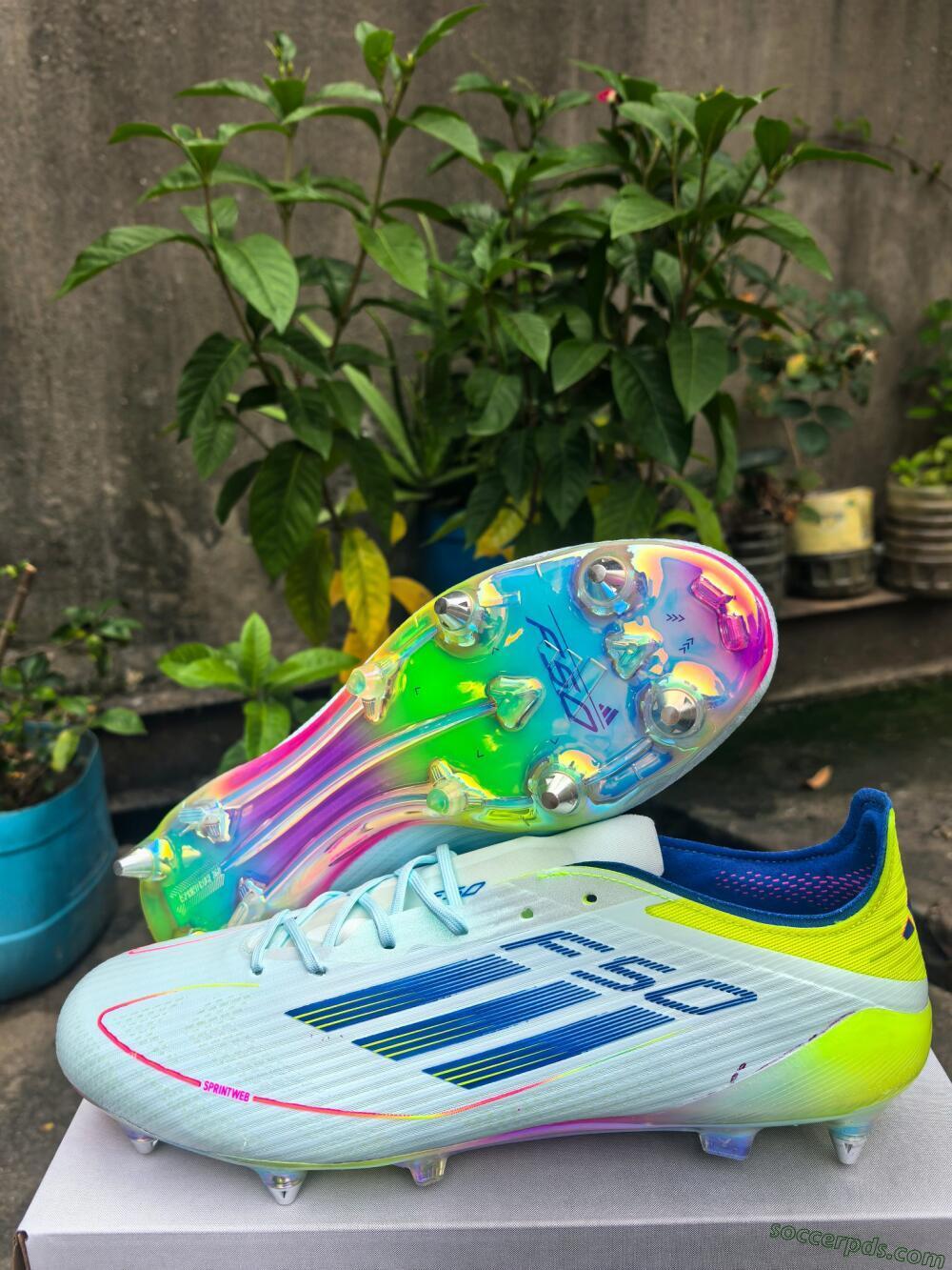 Adidas F50 Elite SG Low-Tops Football Boots - Jade/Yellow/Pink/Gold