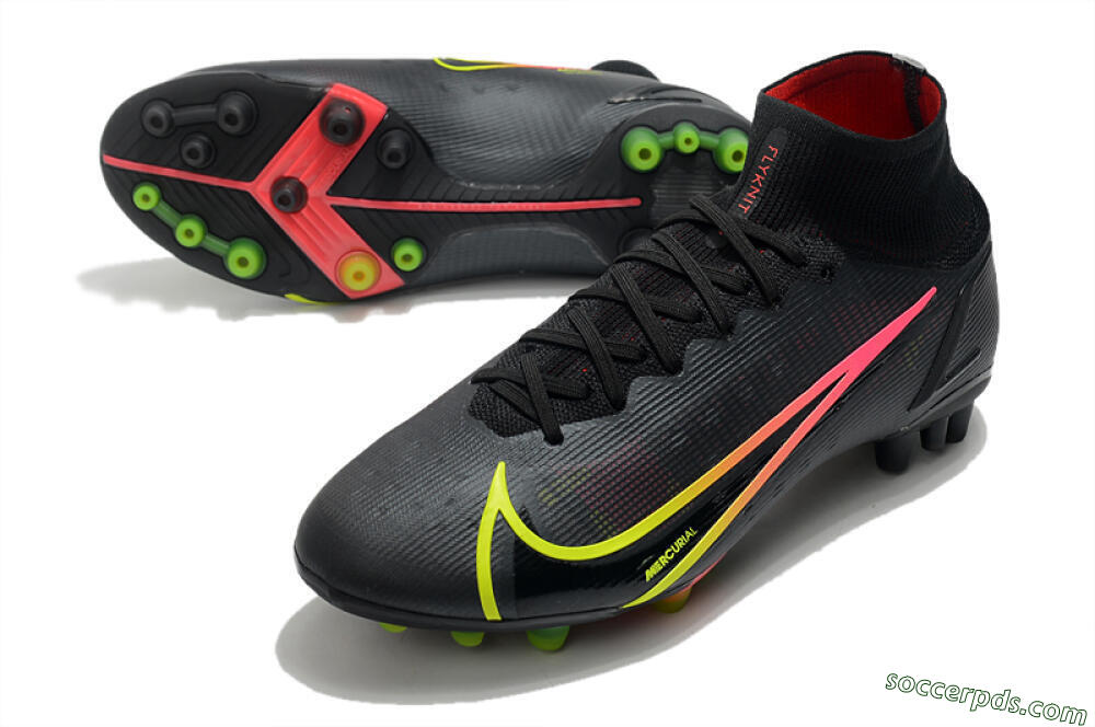 Nike Mercurial Superfly 8 Elite AG High-Tops Football Boots - Black/Yellow/Pink 3