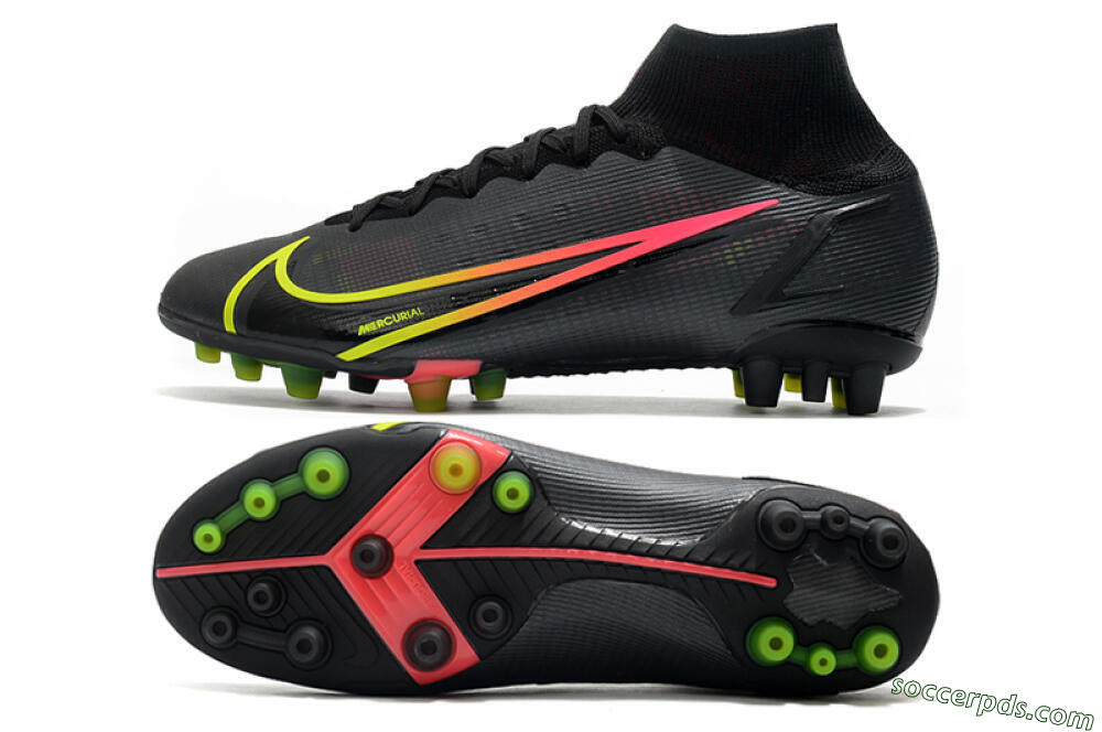 Nike Mercurial Superfly 8 Elite AG High-Tops Football Boots - Black/Yellow/Pink 0