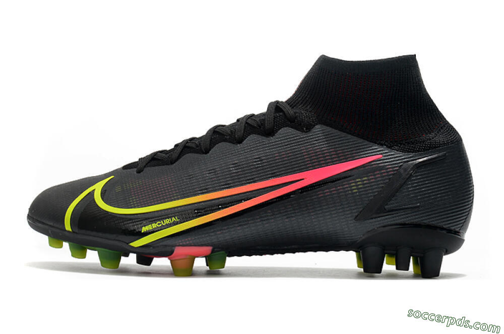 Nike Mercurial Superfly 8 Elite AG High-Tops Football Boots - Black/Yellow/Pink 2