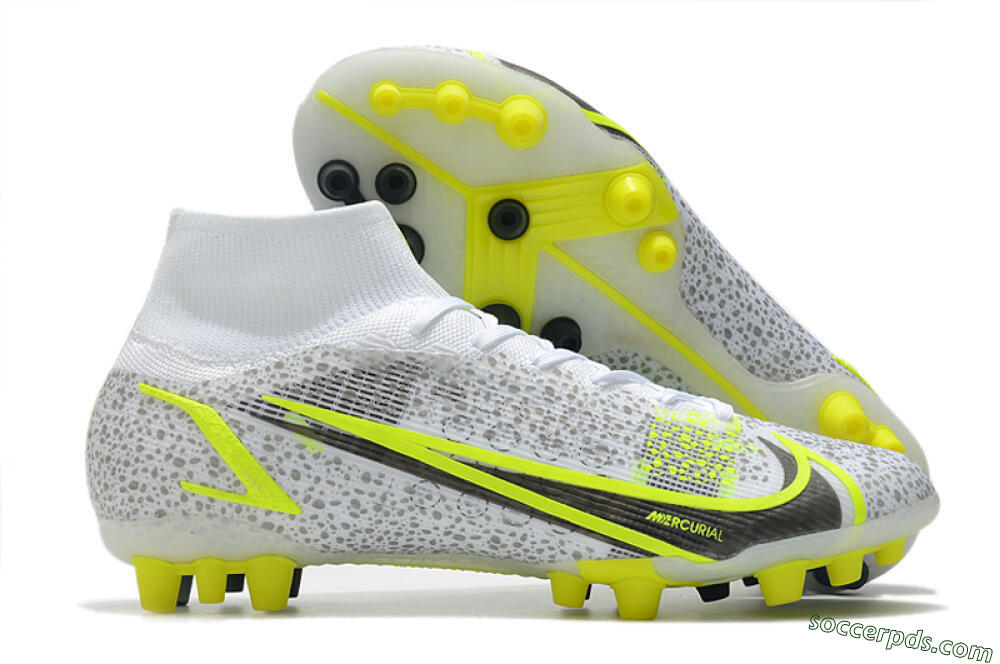 Nike Mercurial Superfly 8 Elite AG High-Tops Football Boots - White/Black/Yellow 1