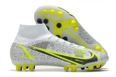 Nike Mercurial Superfly 8 Elite AG High-Tops Football Boots - White/Black/Yellow