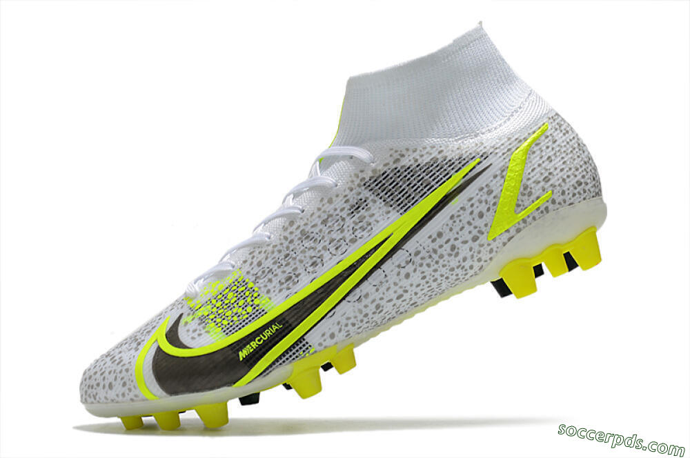 Nike Mercurial Superfly 8 Elite AG High-Tops Football Boots - White/Black/Yellow 5