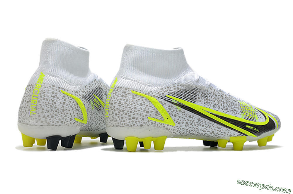 Nike Mercurial Superfly 8 Elite AG High-Tops Football Boots - White/Black/Yellow 6