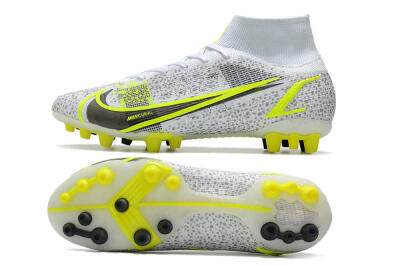Nike Mercurial Superfly 8 Elite AG High-Tops Football Boots - White/Black/Yellow