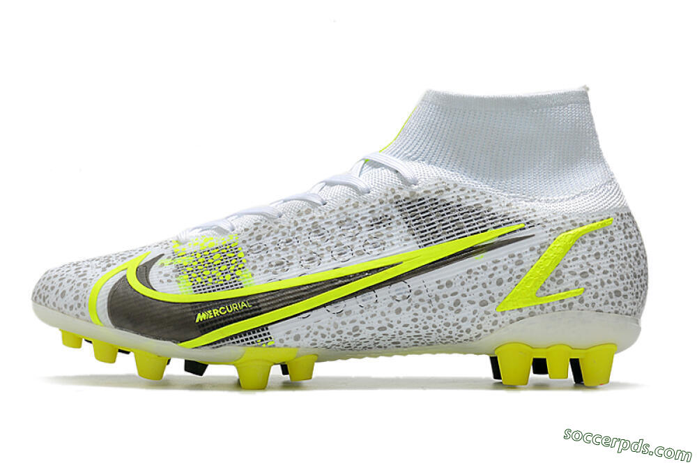Nike Mercurial Superfly 8 Elite AG High-Tops Football Boots - White/Black/Yellow 2