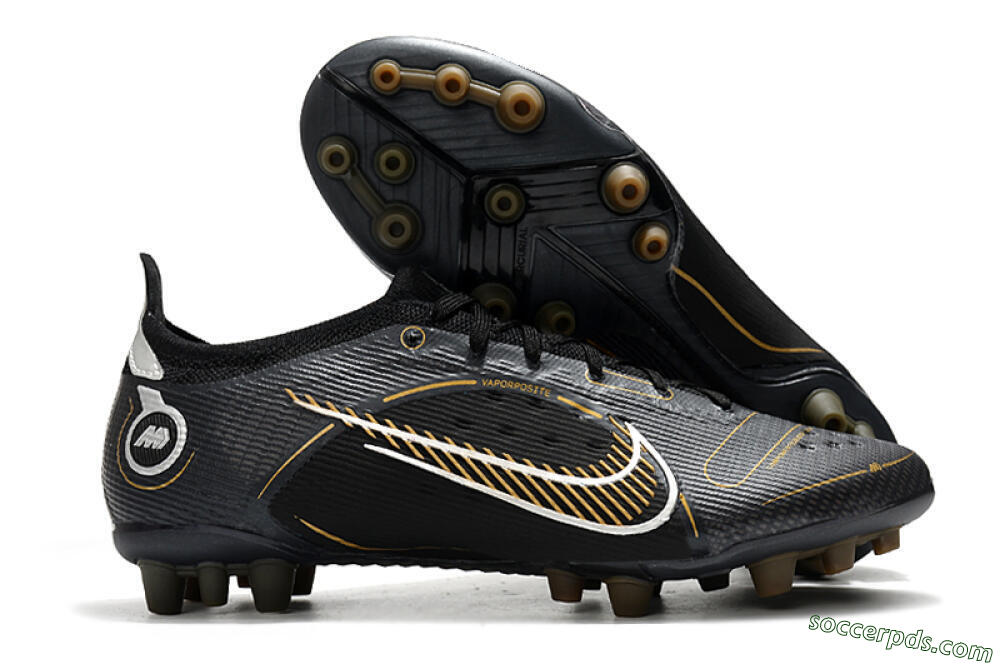 Nike Mercurial Vapor 14 Elite AG Low-Tops Football Boots - Black/Gold/Silver 1
