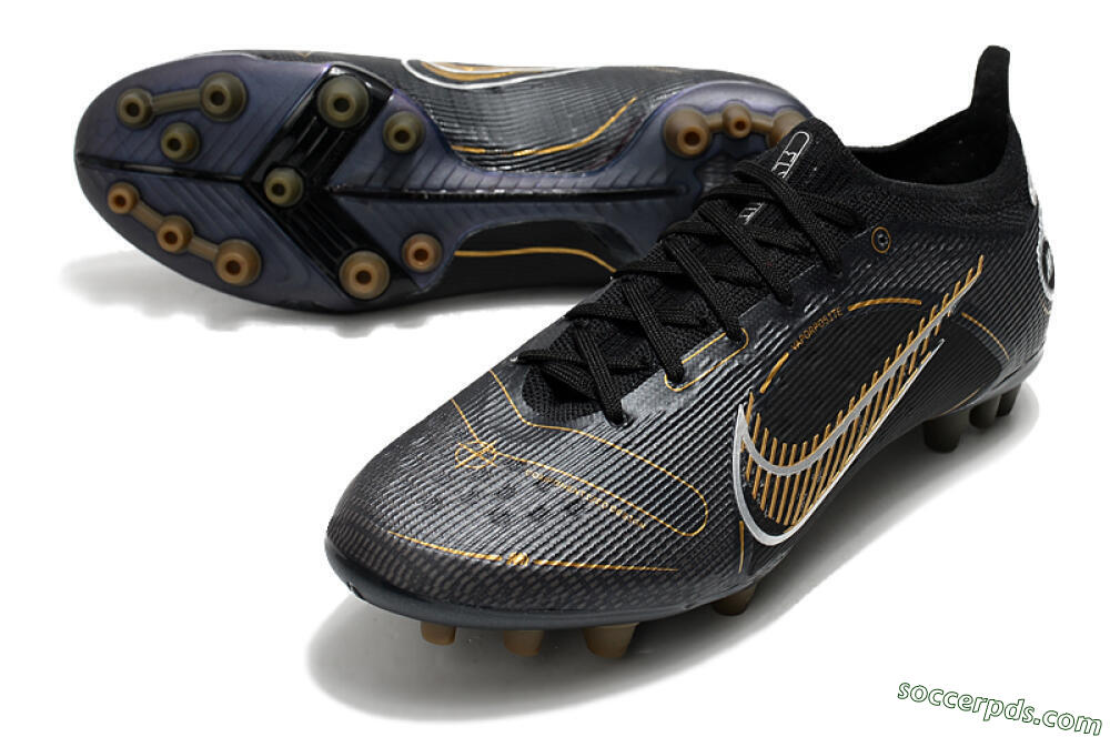 Nike Mercurial Vapor 14 Elite AG Low-Tops Football Boots - Black/Gold/Silver 3