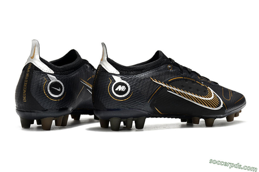 Nike Mercurial Vapor 14 Elite AG Low-Tops Football Boots - Black/Gold/Silver 6