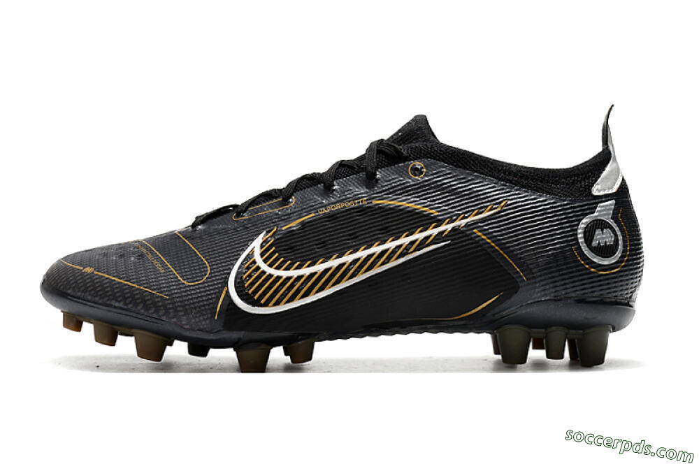 Nike Mercurial Vapor 14 Elite AG Low-Tops Football Boots - Black/Gold/Silver 2