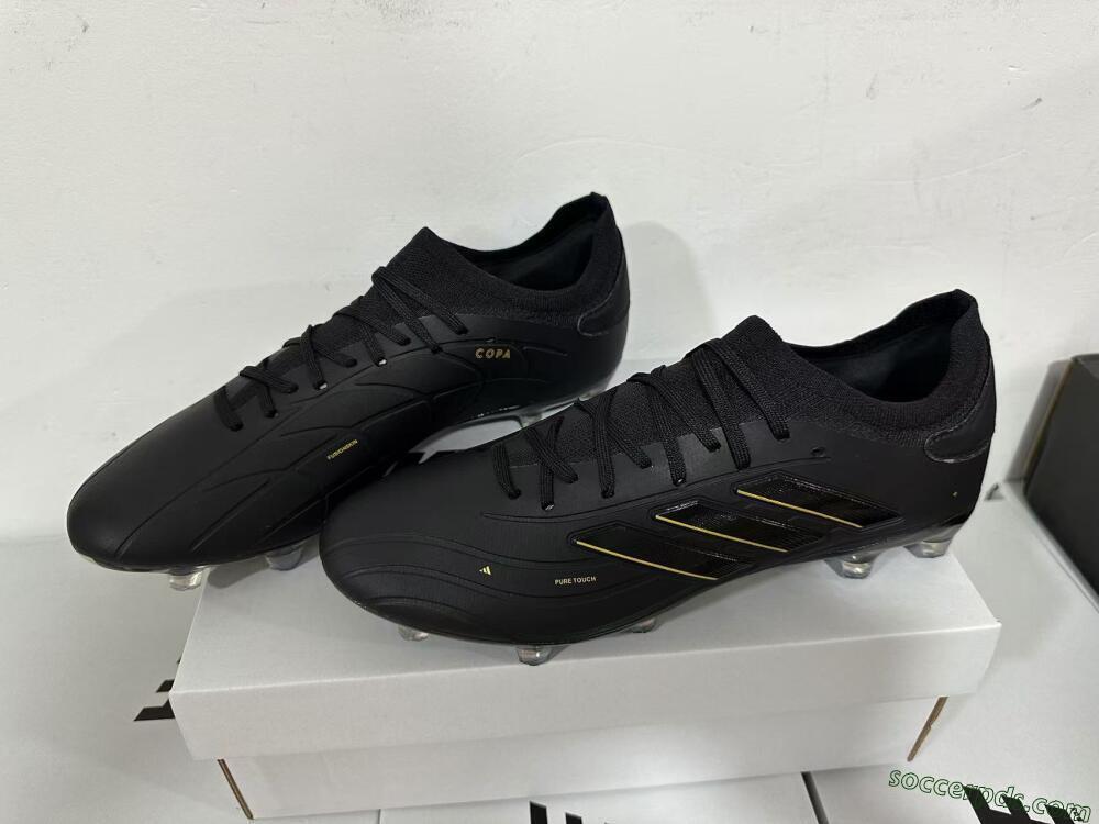 Adidas Copa Pure 2+ FG Low-Tops Football Boots - Black/Gold/Blue