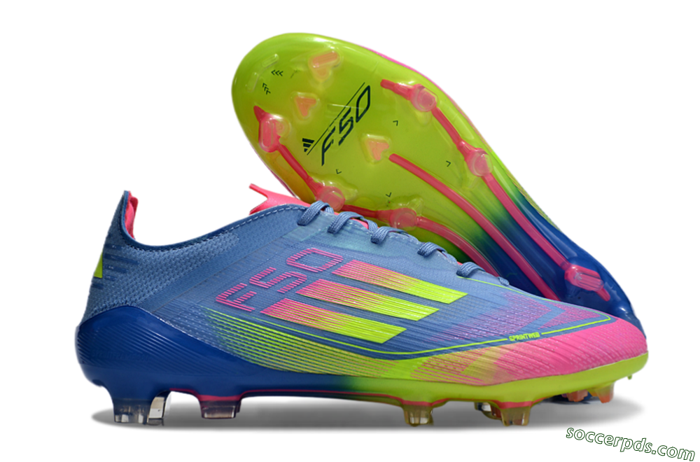 Adidas F50 Elite TF Low-Tops Football Shoes - Blue/Pink/Yellow 1